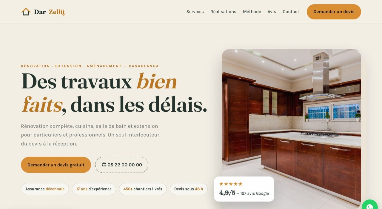 Exemple de landing page — Société de rénovation