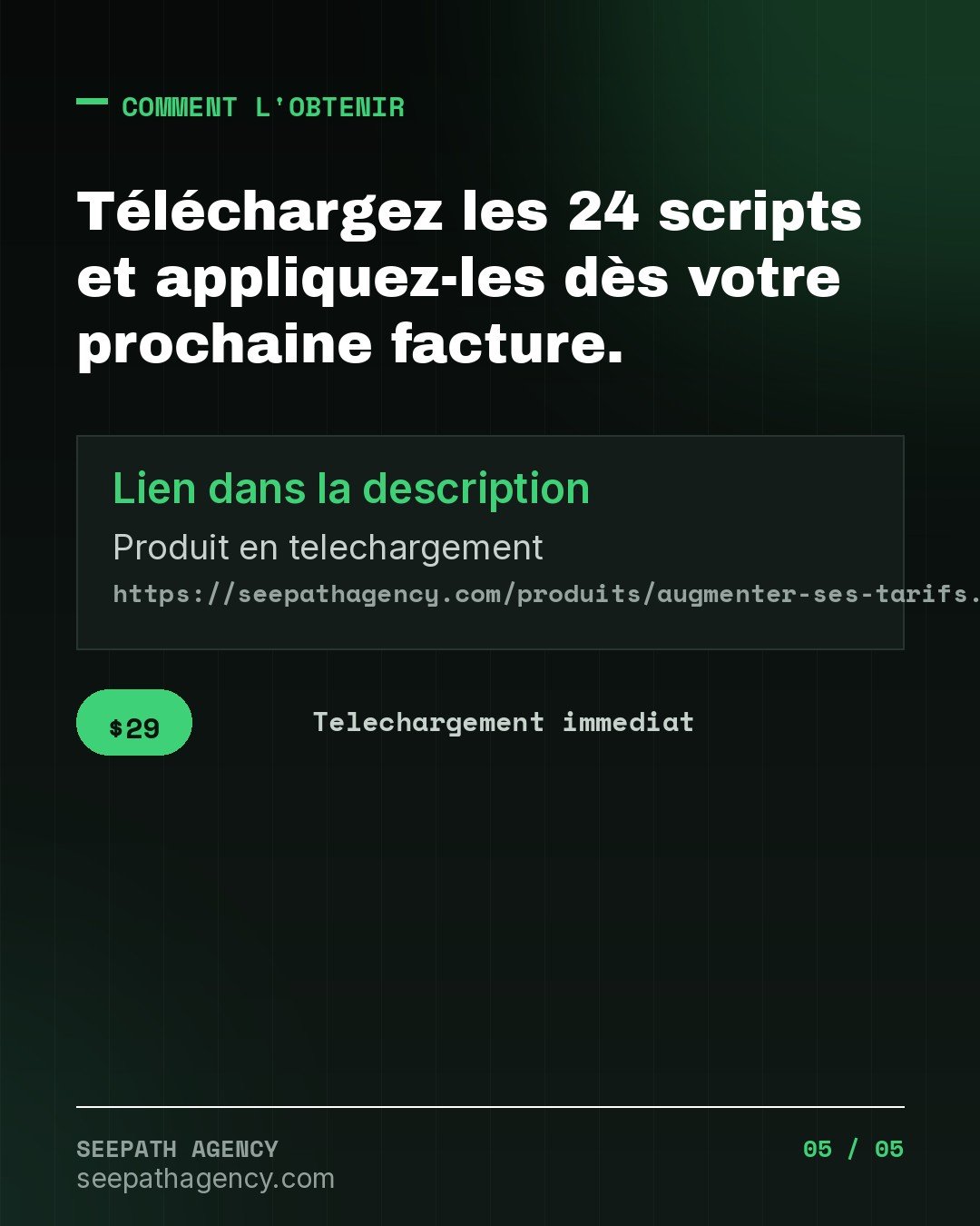 Augmenter ses Tarifs — Scripts pour pass