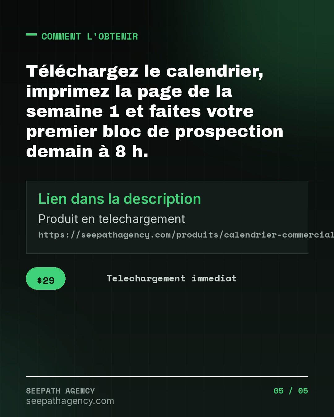 90 Jours de Prospection — Le calendrier