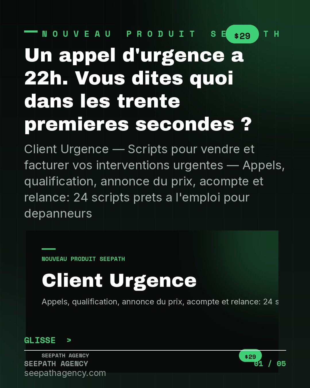 Client Urgence — Scripts pour vendre et