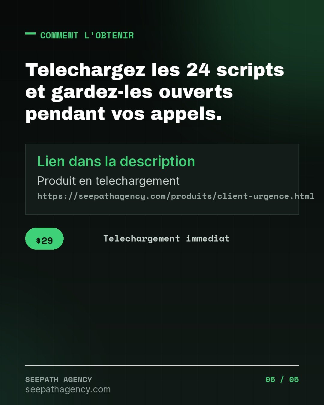 Client Urgence — Scripts pour vendre et