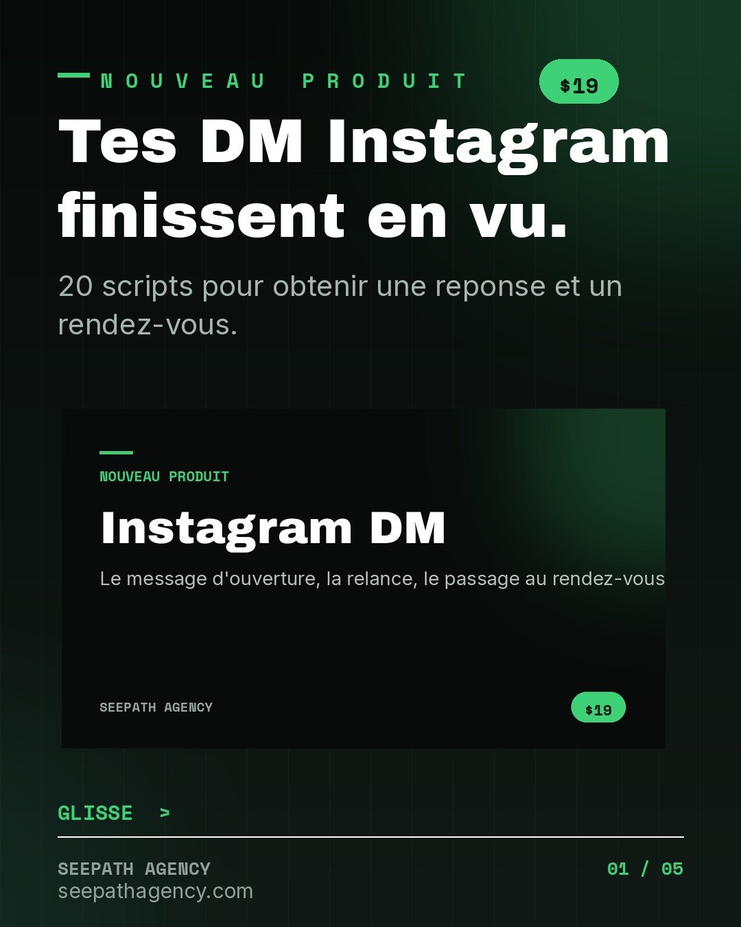 Instagram DM — 20 scripts de prospection