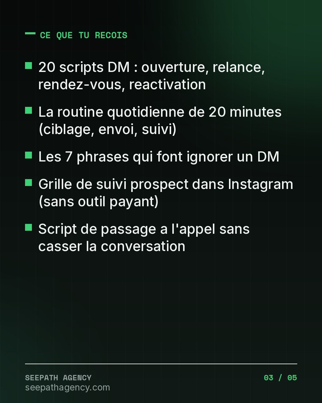 Instagram DM — 20 scripts de prospection