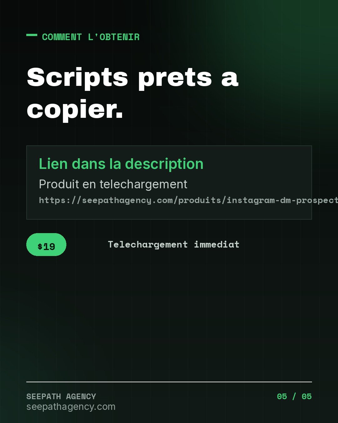 Instagram DM — 20 scripts de prospection