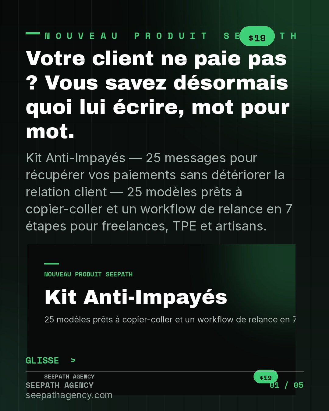 Kit Anti-Impayés — 25 messages pour récu