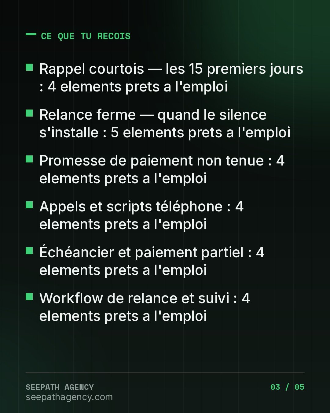 Kit Anti-Impayés — 25 messages pour récu