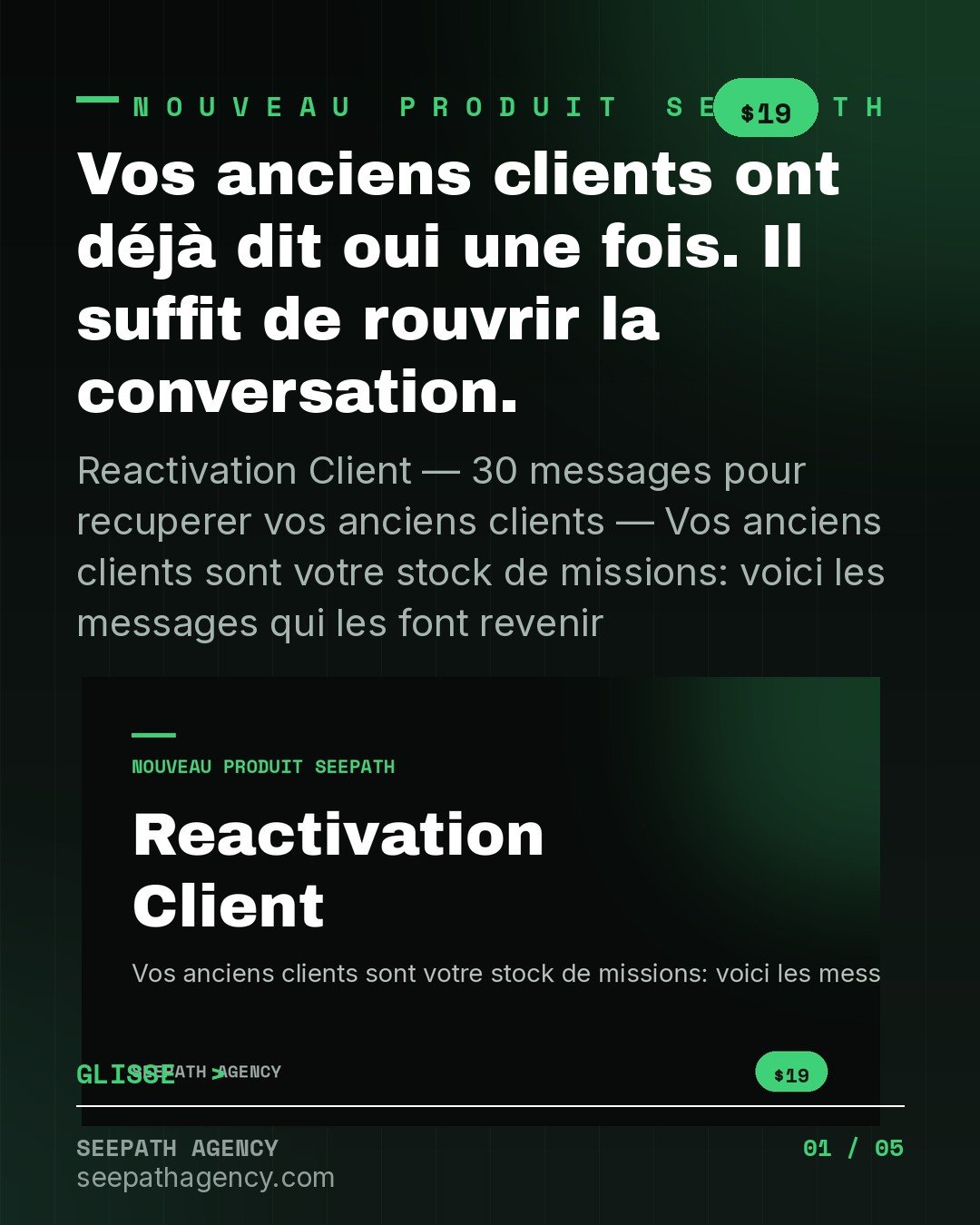 Reactivation Client — 30 messages pour r