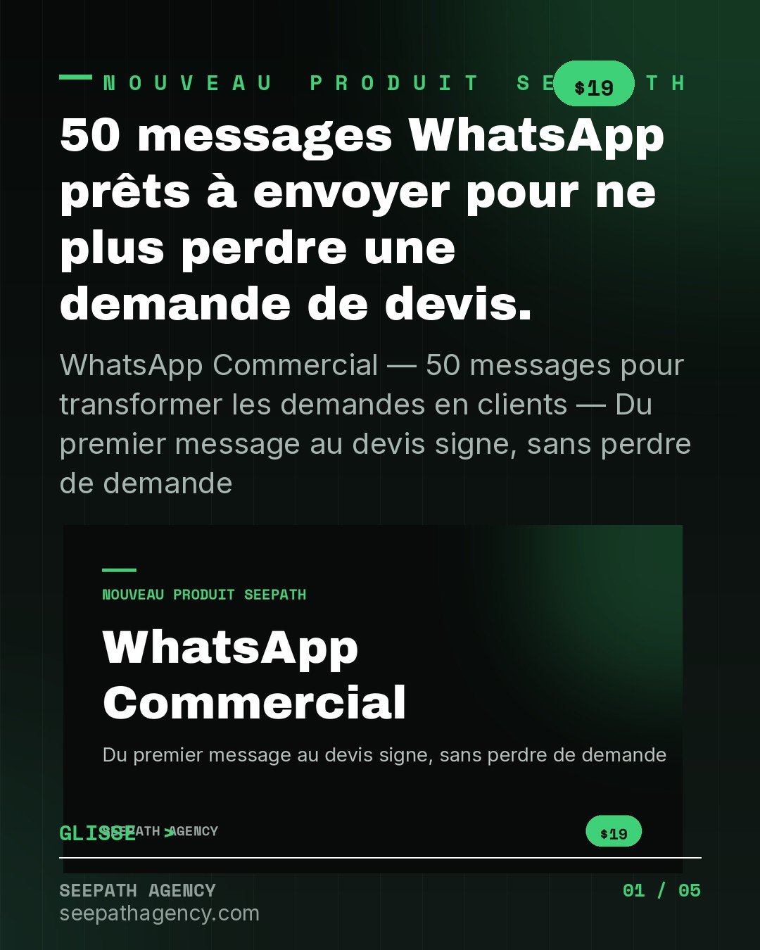 WhatsApp Commercial — 50 messages pour t