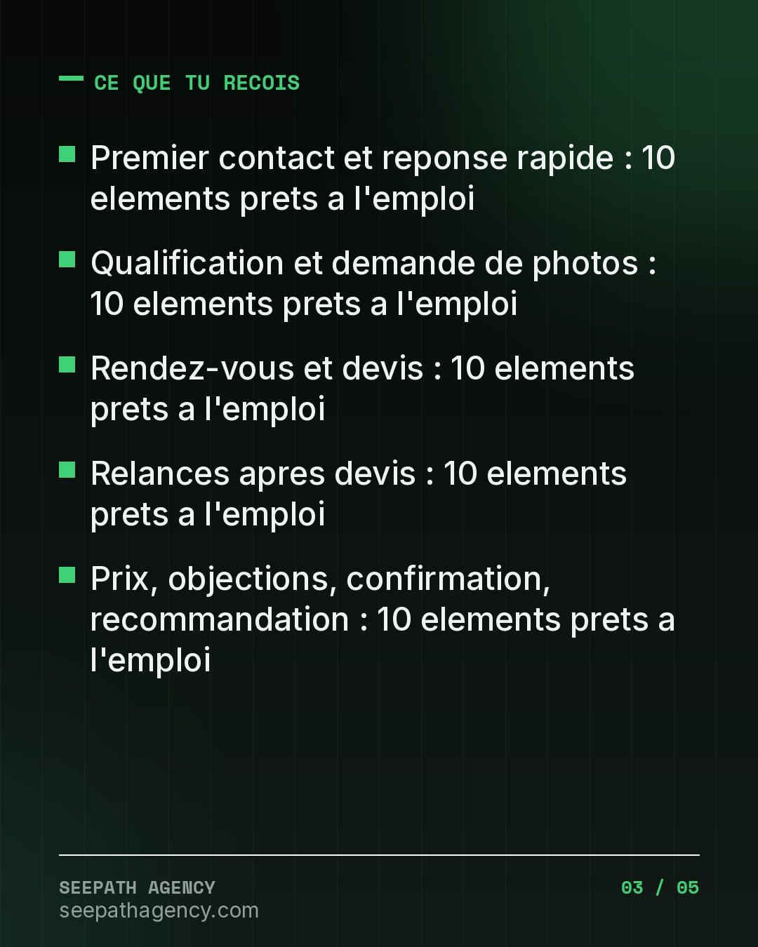 WhatsApp Commercial — 50 messages pour t