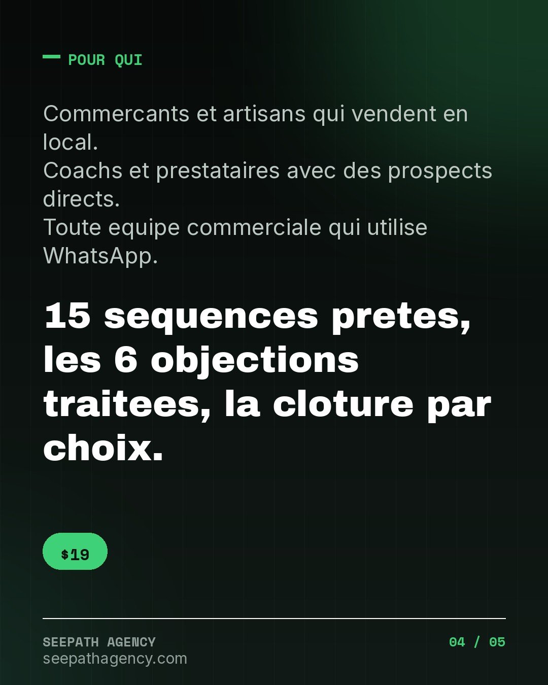 WhatsApp qui Vend — 15 sequences de mess